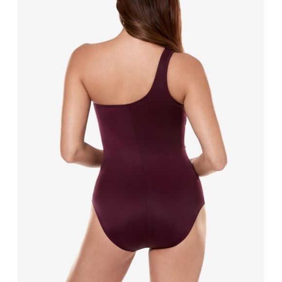 Miraclesuit One-Shoulder Plum Swimsuit - Picture 3 of 5
